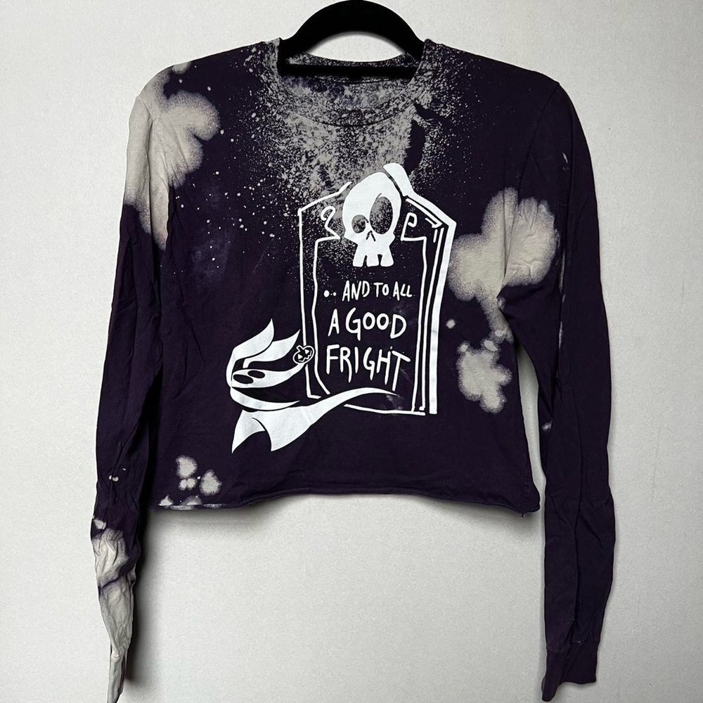 Nightmare Before Christmas Crop Long Sleeved Shirt